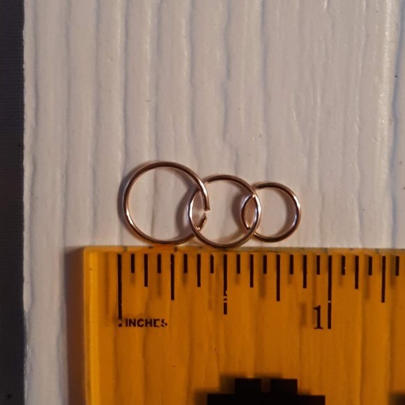 Set of Three Rose Gold Nose Rings Hoops 10mm, 8mm, 6mm - Picture 2 of 3